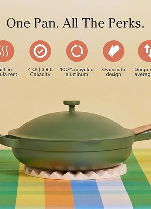 Our Place Large Always Pan 2.0-12.5” (4 Qt) Nonstick, Toxin-Free Ceramic Cookware | Patented 10-in-1 Aluminum Frying & Sauté Pan | Safe for Oven, Induction & All Cooktops up to 450°F | Sage