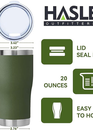 HASLE OUTFITTERS 20 oz Tumbler Bulk, Stainless Steel Tumblers with Lid, Vacuum Insulated Tumbler, Double Wall Powder Coated Cup, coffee mugs, Army Green, 12 Pack