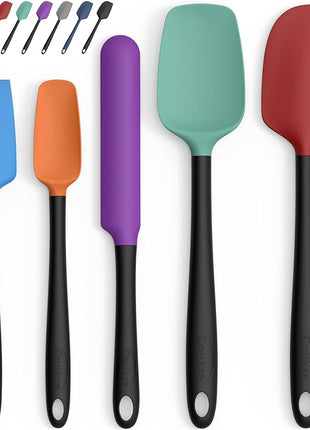 Coukre Silicone Spatula Set of 5,High Temperature Resistant, Food Grade Silicone, Dishwasher Safe, for Baking, Cooking (Colorful B Black)