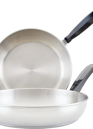 Farberware Classic Stainless Steel Frying Pan Set / Fry Pan Set / Stainless Steel Skillet Set - 8.25 Inch and 10 Inch, Silver
