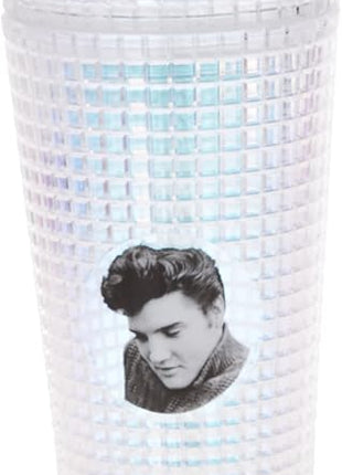 Spoontiques Diamond Tumbler, 20oz - Textured Cup w/Staw, Double Wall Insulated, BPA Free - Elvis