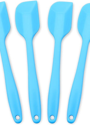 Silicone Spatula 4-piece Set, Heat-Resistant Non-stick Rubber Spatulas with Stainless Steel Core, Blue