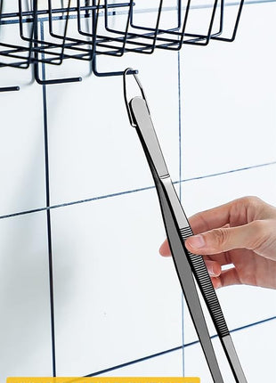 JETKONG 12-Inch Cooking Tweezers Tongs Precision Serrated Tips Stainless Steel Chef Tweezer, Set of 3 (12 12 12 Inch, Black)