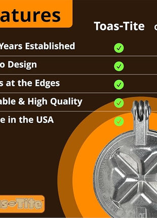 Sandwich Grill Toas-Tite, Handheld Sandwich Maker, Hand Toaster, Panini & Sandwich Press for Hot Sandwiches, Pies - Best for RV Camper, Stovetop, Grill, Tool for Portable Cooking 3-Pack