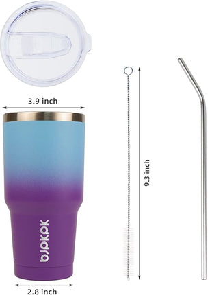 BJPKPK 30oz Color Block Tumbler With Lid And Straw,Stainless Steel Double Wall Vacuum Insulated Tumblers,Ocean Dream