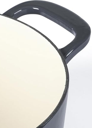 Martha Stewart Gatwick 7 QT Enamel Cast Iron Dutch Oven – Gray, Durable Heavy-Duty Dutch Oven for Slow Cooking, Braising, and Baking