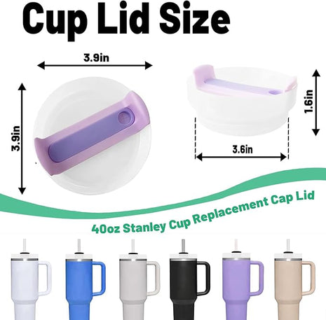 40 OZ Tumbler Lid Replacement Fit for Stanley Cup, 2 Pack Clear Replacement Lids Fit for Stanley Travel Tumbler, Spill Proof Tumbler Covers for Stanley Cup Accessories (Opaque - Purple)