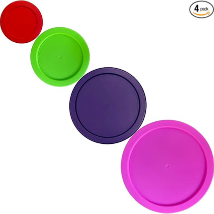 1, 2, 4 & 7 Cup Red, Spring Green, Purple Pink Replacement Lids/Covers for Pyrex, Anchor Hocking & KlareWare Storage Bowls *Lids Only Glass Container Not Included* (4 Pack *One of Each Size*)