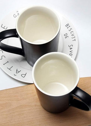 Smilatte 20 oz Large Coffee Mugs, M007 Plain Tall Ceramic Cup with Handle for Dad Men, Set of 2, Black