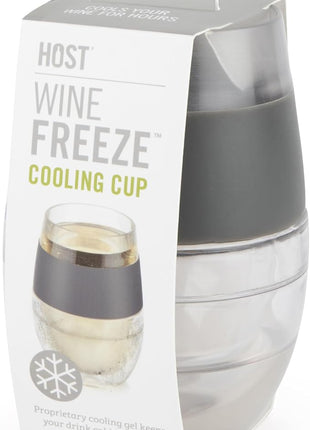 HOST Cooling Cup Plastic Double Wall Insulated Freezable Drink Chilling Tumbler with Freezing Gel Wine Glasses for Red and White Wine, 8.5 oz, Grey Set of 1