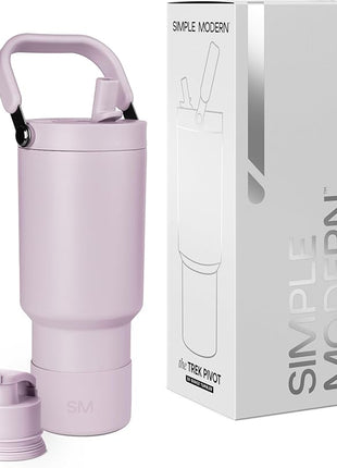 Simple Modern Trek Pivot | 30oz Flip Straw Tumbler with Handle | Water Bottle & Boot | Interchangeable Straw & Chug Lids | Insulated Stainless Steel Jug | Gym Sports Outdoors | Lavender Mist