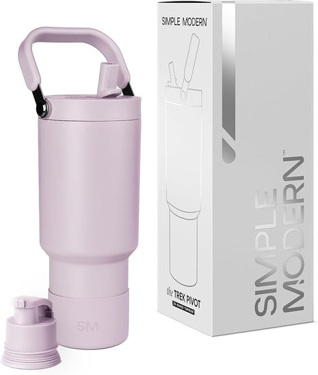 Simple Modern Trek Pivot | 30oz Flip Straw Tumbler with Handle | Water Bottle & Boot | Interchangeable Straw & Chug Lids | Insulated Stainless Steel Jug | Gym Sports Outdoors | Lavender Mist