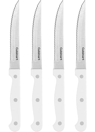 Cusinart Knife Set, 6pc Steak Knife Set with Steel Blades for Precise Cutting, Lightweight, Stainless Steel & Durable, C77TR-6PSKW, White