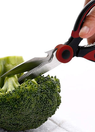 Kitchen Shears, Acelone Premium Heavy Duty Shears Ultra Sharp Stainless Steel Multi-function Kitchen Scissors for Chicken/Poultry/Fish/Meat/Vegetables/Herbs/BBQ… (Red black)