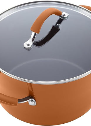 Rachael Ray Cucina Nonstick Cookware Pots and Pans Set, 12 Piece, Pumpkin Orange