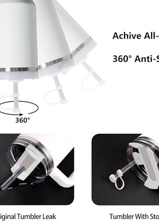 Silicone Spill Stopper Set Compatible with Stanley Cup 2.0 30oz & 40oz with Straw Cover (Set of 2, Frost)