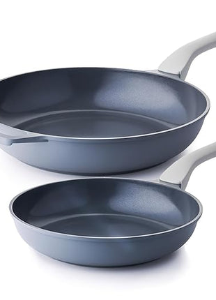 PRICUSIS Nonstick Ceramic Frying Pan, Skillet with Stay Cool Handle, Egg & Omelet & Chef's Pan, Induction Compatible & Oven Safe, Dishwasher Safe, PTFE PFAS & PFOA Free (10+12 Inch)