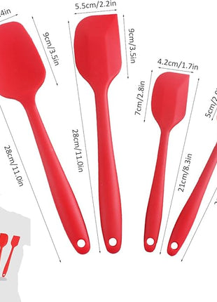 Silicone Spatula Set of 6, Rubber Spatula Set Heat Resistant and Stainless Steel Core Spatulas for Nonstick Cookware, Cooking Spatula Kitchen Utensils for Baking Mixing Small and Large Red Spatulas
