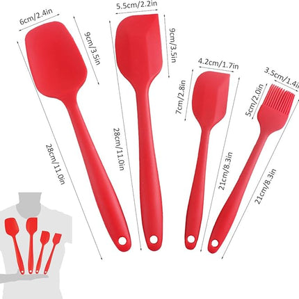 Silicone Spatula Set of 6, Rubber Spatula Set Heat Resistant and Stainless Steel Core Spatulas for Nonstick Cookware, Cooking Spatula Kitchen Utensils for Baking Mixing Small and Large Red Spatulas