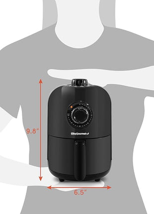 Elite Gourmet EAF1121 Personal 1.1 Qt. Compact Space Saving Electric Hot Air Fryer Oil-Less Healthy Cooker, Timer & Temperature Controls, 1000W