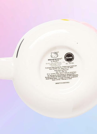 Silver Buffalo Sanrio Hello Kitty Pink Bow Ceramic 3D Sculpted Mug, 20 Ounces