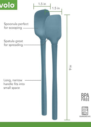 Tovolo Flex-Core All-Silicone Mini Spatula & Spoonula, Kitchen Utensil Set of 2, Heat-Resistant & BPA-Free Silicone Spatula & Spoonula, Safe for Cast Iron & Non-Stick Cookware, Dishwasher-Safe