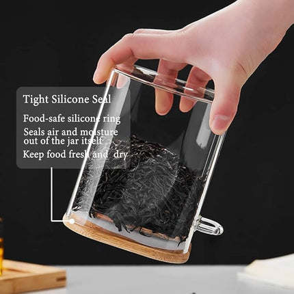 Spice Jars, Overnight Oats Containers with Airtight Lid and Spoon, Decorative Kitchen Canisters Set, Glass Storage Containers for Coffee, Tea, Sugar, Spice, Bath Salt, 1pcs (750ml)