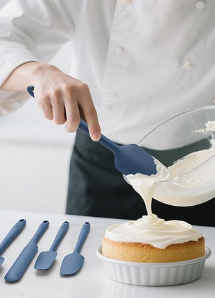 Coukre Silicone Spatula Set of 5,High Temperature Resistant, Food Grade Silicone, Dishwasher Safe, for Baking, Cooking (Pure Dark Blue)