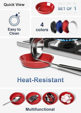 LE TAUCI Ceramic Spoon Rest, 4.8 Inch Spoon Rest for Stove Top, Spoon Holder for Kitchen Counter, Coffee Spoon rest, Utensil Rest for Cooking, Red