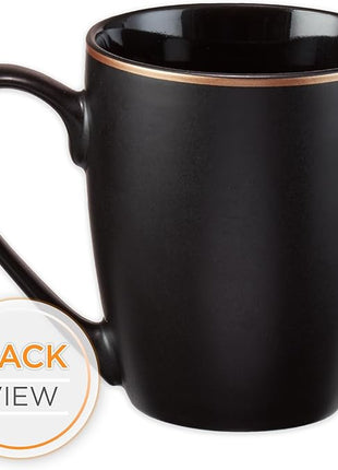 Christian Art Gifts Black Stoneware Coffee Mug with Gold Rim for Women and Men – 12 oz. Lead and Cadmium-free Coffee and Tea Mug with Inspirational Bible Verse: The Lord Is With Me - Jeremiah 20:11