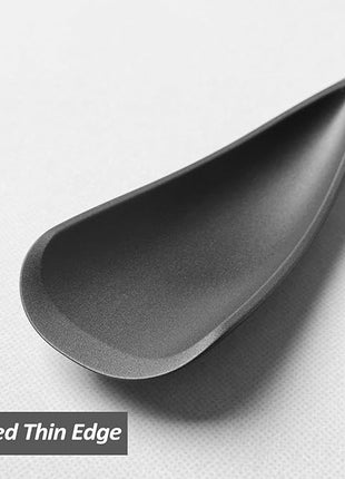 Silicone Spatula Spoon, Great for Both Cooking and Serving Durable BPA-Free Matte Black Silicone, Seamless Design, Safe for Nonstick Cooking Surfaces, 2-Pcs, Black