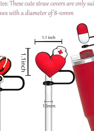 12Pc Straw Cover for Stanley Cup, Silicone Straw Topper for Stanley Cup 30&40oz with Tumblers, 10mm 0.4in Lid Accessories (Reusable)