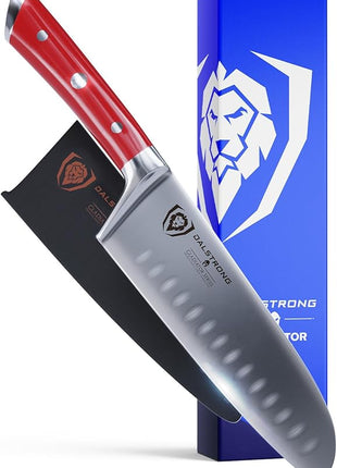 Dalstrong Santoku Knife - 7 inch - Gladiator Series - High Carbon German Steel - Crimson Red ABS Handle Kitchen Knife - Vegetable Knife - Sheath Included - Cooking Chef Knife - NSF Certified