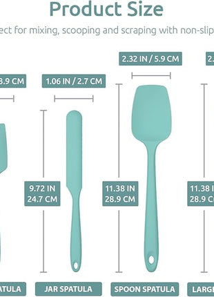 Heat Resistant Silicone Spatula Set: U-Taste 600ºF High Temp Seamless Food Grade Utensil, Flexible Rubber Silicon Kitchen Cooking Mixing Baking Scraper for Nonstick Cookware Set of 4 (Aqua Sky)