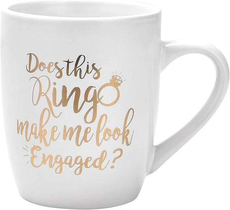 Maustic Engagement Gift Does This Ring Make Me Look Engaged Coffee Mug Funny Mug Novelty Coffee Mug Gift for Women Men Engagement Anniversary Birthday Christmas