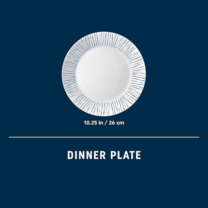 Corelle 6-Piece 10.25" Vitrelle Glass Dinner Plates Lightweight, Chip/Scratch Resistant - Botanical Stripes