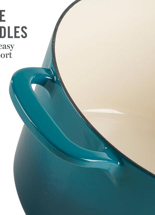 Martha Stewart Gatwick 7-Quart Enamel Cast Iron Dutch Oven – Emerald Ombre with Gold Knob – Durable Heavy-Duty Dutch Oven for Slow Cooking, Braising & Baking