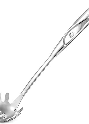 Zulay Kitchen Stainless Steel Spaghetti Server - 12” Pasta Fork with Teeth & Draining Holes - Rust-Resistant Pasta Spoon for Noodles & Pasta - Dishwasher Safe Utensil for Everyday Use