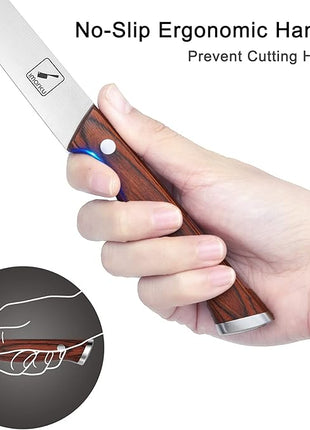 imarku Steak Knives Set of 6, Japanese HC Steel Premium Serrated Steak Knife Set with Ergonomic Handle and Gift Box, Home Essential, Best Chrismas Gifts for Women and Men