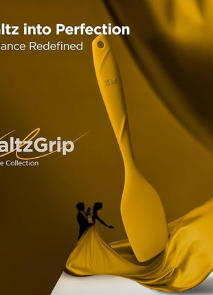 Kitchen Mama WaltzGrip Platinum Silicone Scraping Spatula: Heat Resistant, Seamless, Non Stick for Frying Pan Cookware, Safe, Flexible Bowl Scraper - Ideal for Mixing, Baking, Stirring (Yellow)