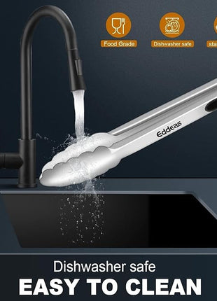 Kitchen Tongs - 9 inch Heavy Duty Food Tongs, Ergonomic Grip Superior Stainless Steel and Non-Slip Heat Resistant handle - Perfect for Cooking, Salad, Grilling, Barbecue,Dishwasher safe