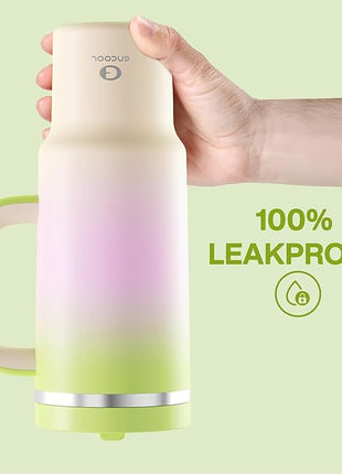 ENCOOL 40 oz Tumbler with Handle and Straw: Stainless Steel Insulated Tumbler Keeps Cold for 24 Hours, Leakproof Travel Cup Fits in Cup Holder and BPA-Free, Morning Dew