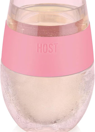 HOST Wine Freeze Cooling Cup, Plastic Double Wall Insulated Freezable Drink Chilling Tumbler with Freezing Gel Wine Glasses for Red and White Wine, Set of 1, 8.5 oz, Pink