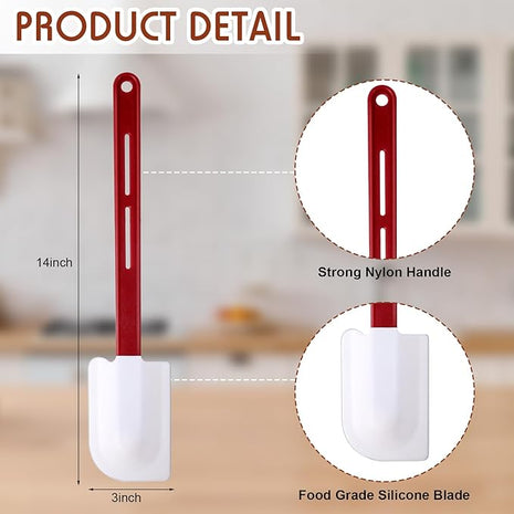 Set of 3 High Temp Silicone Spatulas Heat Resistant Rubber Commercial Heavy Duty Silicone Scraper Spatula with Handle for Kitchen Baking Cooking(14 x 3 Inches,Spatula)