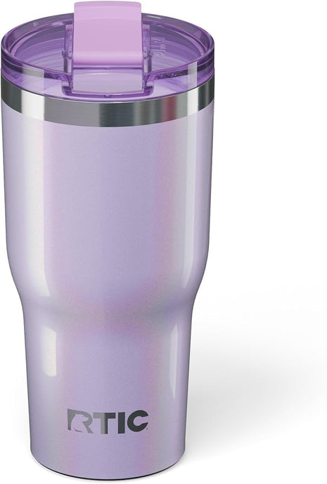 RTIC 30oz Essential Tumbler with Lid, Ceramic Lined, Insulated, Stainless Steel, Metal, Double Wall Vacuum-Insulation, Travel Cup for Iced Coffee, Tea, Hot and Cold Drink, Lavender Glitter