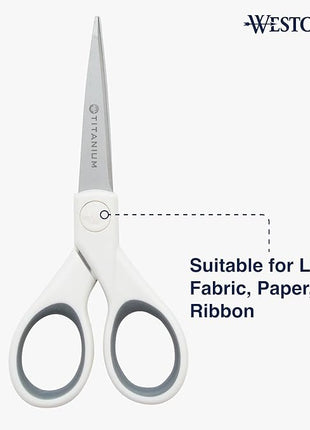 Westcott 5-Inch Micro-Tip & 8-Inch Bent Craft Fabric Scissors - Titanium Bonded Blades for Heavy Fabric and Precise Snips, 2 Pack