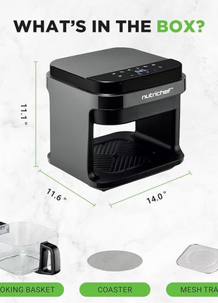 Nutrichef 5.8 Quart Air Fryer | 8-1 Preset Cook Modes | Transparent Fry Bowl for Best Cooking Results | Cook Shrimp, Steak, Fries, Wings, Chicken & More | Precise Temperature Control & Time | Grey
