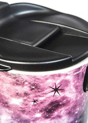 Topadorn Ceramic Travel Mug Coffee Cup 17 OZ., with Sealed Lid and Gift Box, Purple Starry Sky