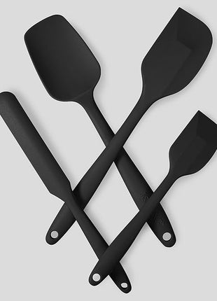 4 Piece Silicone Spatula Set, Flexible Heat Resistant Non-scratch Baking Cooking Rubber Spatulas with Stainless Steel Core, Black