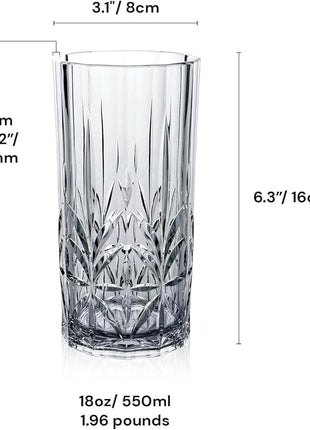 BELLAFORTE Shatterproof Tritan Tall Tumbler Set of 4, 18oz - Myrtle Beach Drinking Glasses - Unbreakable Plastic Glasses Drinking for Gift, Party, New Year - BPA Free - Dishwasher Safe - Smoke Gray